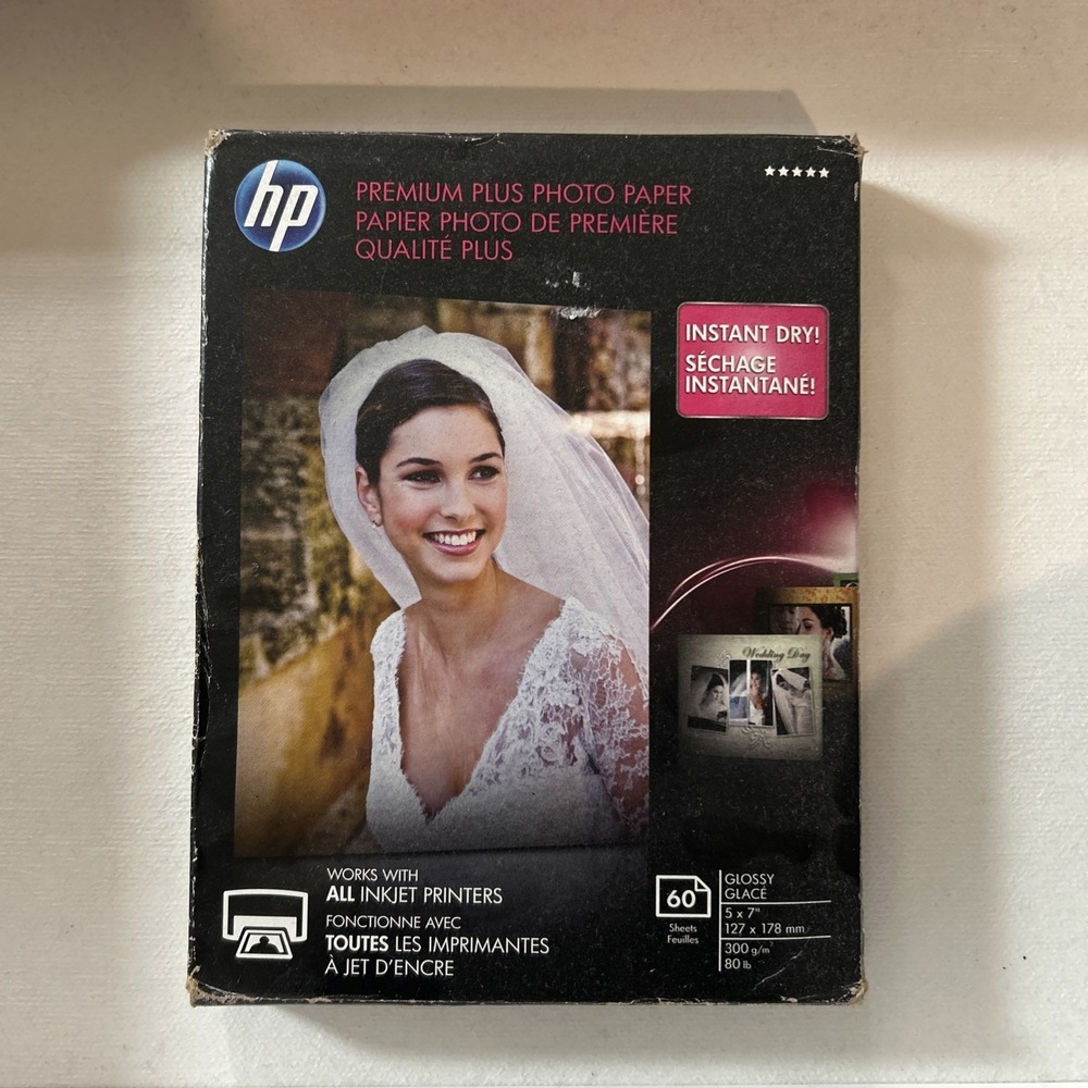 HP Premium Plus Photo Paper 5x7in Glossy (60 Sheets) NEW SEALED